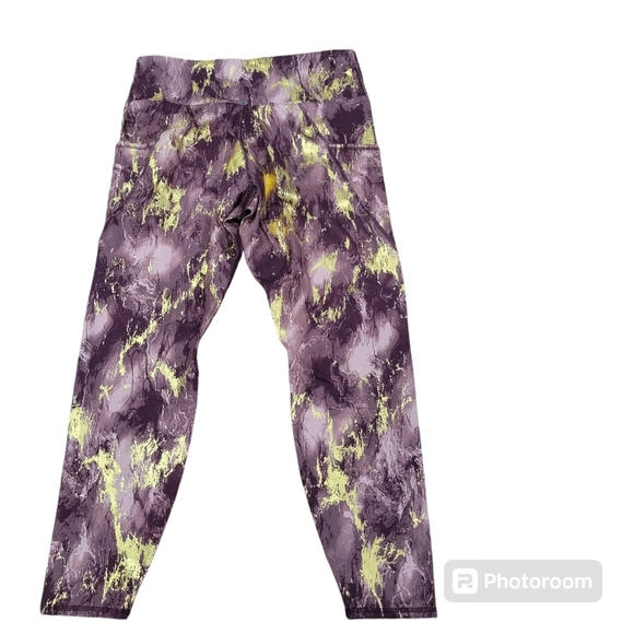 TAHARI SPORT Women's Burgundy Gold Marble Leggings with Pockets Size 1X - Picture 2 of 10